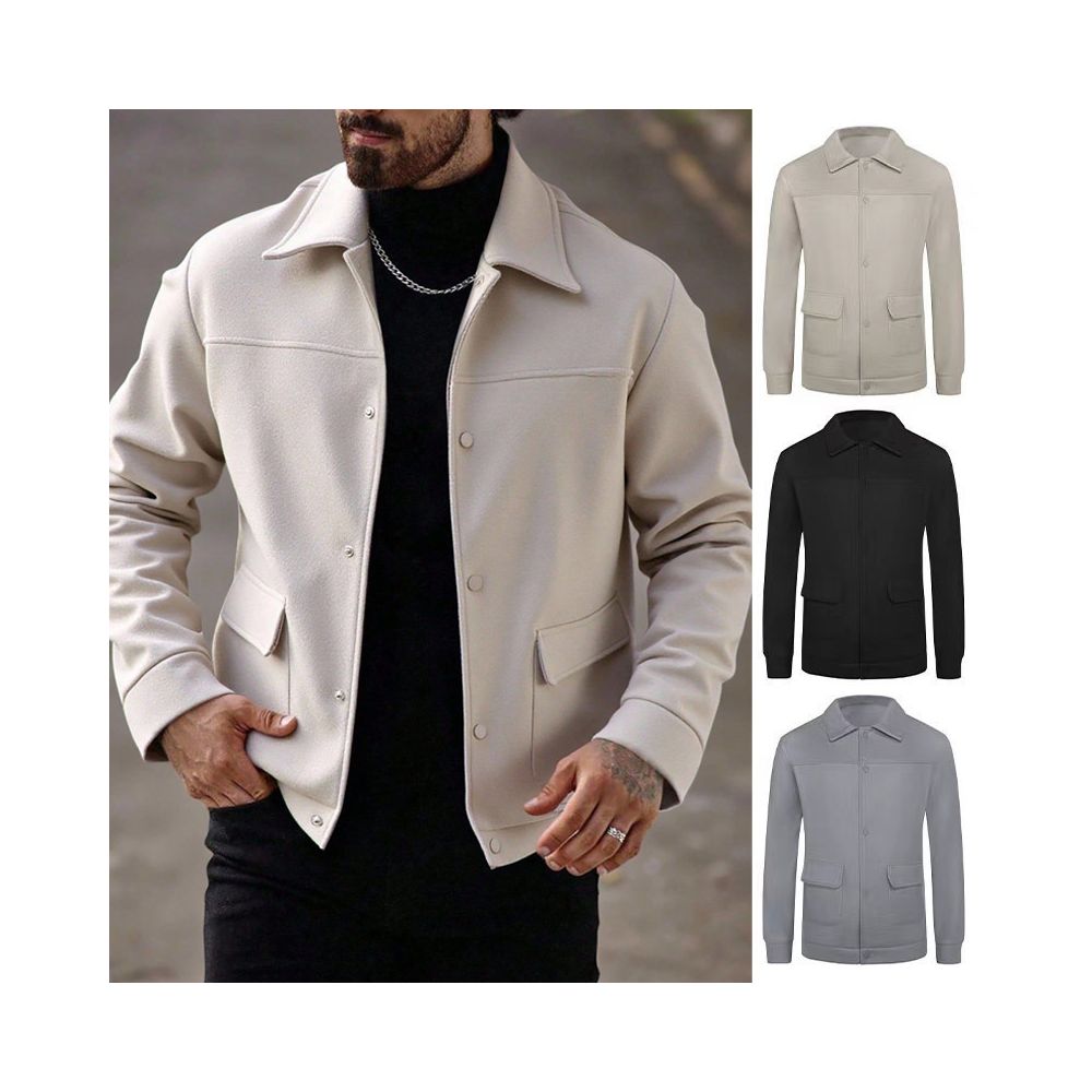 2025 Cross border Men s European and American Casual Wool Jacket Long sleeved Lapel Top Men s Foreign Trade TEMU Amazon image 0