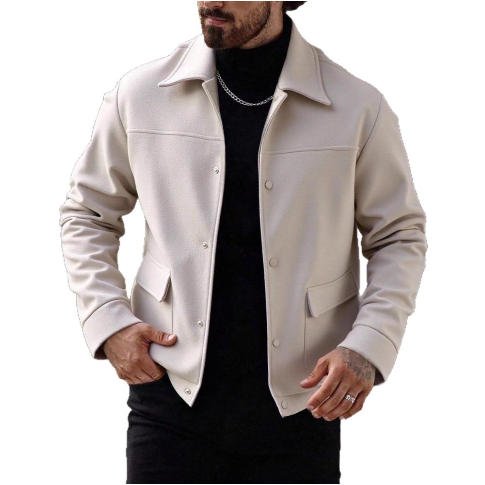 2025 Cross border Men s European and American Casual Wool Jacket Long sleeved Lapel Top Men s Foreign Trade TEMU Amazon image 4